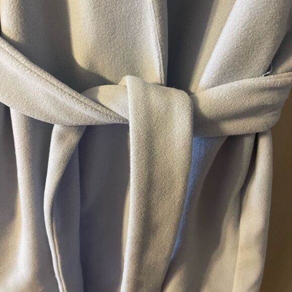 Mark Alan light blue pea coat open front self tie belt, size XL - Picture 8 of 16